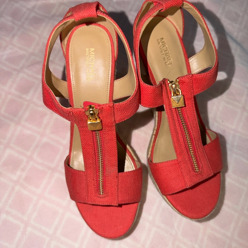 Michael Kors Red Zipper Sandals